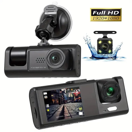 3 Channel Car DVR HD 1080P 3-Lens Inside Vehicle Dash Cam